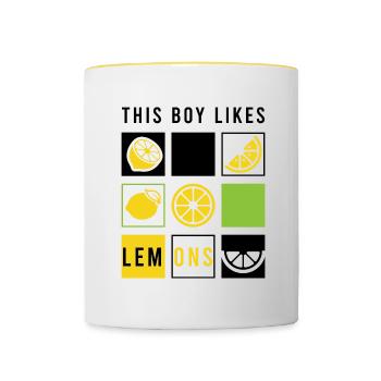 Boy Likes Summer Lemons Citrus Fruits - Contrasting Mug - white/yellow - Front