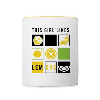 Girl Likes Summer Lemon Citrus Fruits - Contrasting Mug - white/yellow - Front