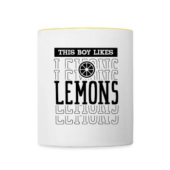 Junge mag Zitronensaft Limonade Sommerfrüchte - Tasse zweifarbig - Weiß/Gelb - Vorne