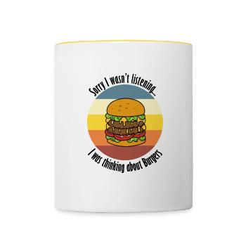 Burger Eating Funny Quote Hobby Chef Fast Food - Mug contrasté - blanc/jaune - Devant