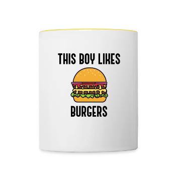 Hobby Hamburger Chef Eating Burgers Fast Food - Contrasting Mug - white/yellow - Front