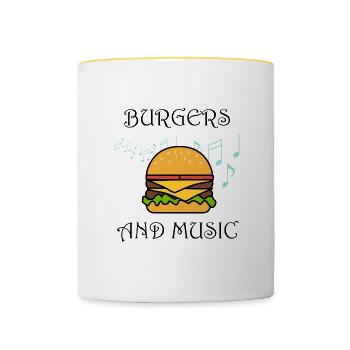 Burgers et musique Cheeseburger Hamburger Chef - Mug contrasté - blanc/jaune - Devant