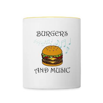Hamburgers et notes de musique Musician Burger - Mug contrasté - blanc/jaune - Devant