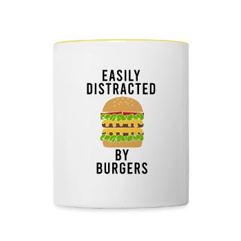 Cheeseburger Eating Funny Burger Design - Contrasting Mug - white/yellow - Front