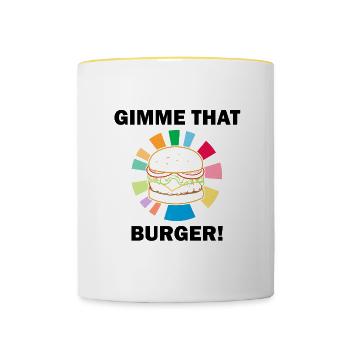 Eating Hamburgers Delicious Burger Hobby Chef - Contrasting Mug - white/yellow - Front