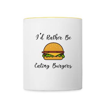 Manger des hamburgers Délicieux cheeseburger de - Mug contrasté - blanc/jaune - Devant