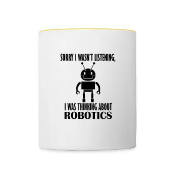 Über Robotik nachdenken Mechanik & Technik - Tasse zweifarbig - Weiß/Gelb - Vorne