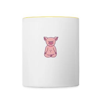 Mir Reichts Ich Geh Meditieren Schwein Lustig - Tasse zweifarbig - Weiß/Gelb - Vorne