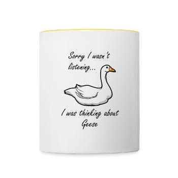 Thinking About Geese Forest Animal Cute Goose - Contrasting Mug - white/yellow - Front
