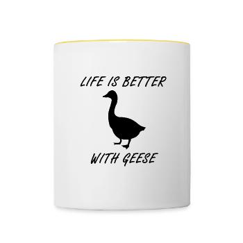 Vie animale sauvage avec oies, jolie oie - Mug contrasté - blanc/jaune - Devant