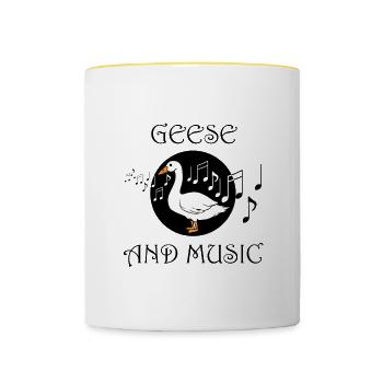 Geese and Music Notes Musician Goose Music - Contrasting Mug - white/yellow - Front
