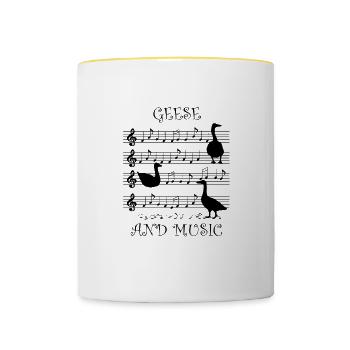 Geese and Music Notes Wildlife Goose Nature - Contrasting Mug - white/yellow - Front