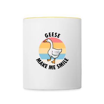 Geese Make Me Smile Nature Ironic Saying Goose - Contrasting Mug - white/yellow - Front