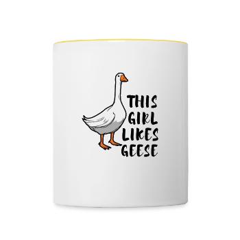 Mädchen mag Gänse Wildtiere Tiere Natur Gans - Tasse zweifarbig - Weiß/Gelb - Vorne
