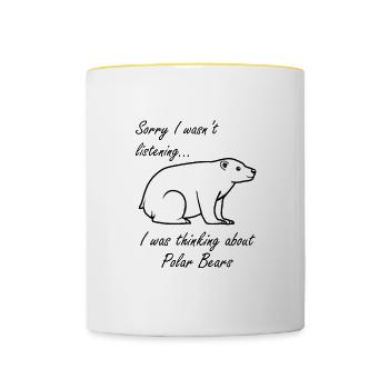 Denken an Eisbären Cute Bear Wildlife - Tasse zweifarbig - Weiß/Gelb - Vorne