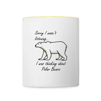 Ours polaires mignons, citation ironique, Wil - Mug contrasté - blanc/jaune - Devant
