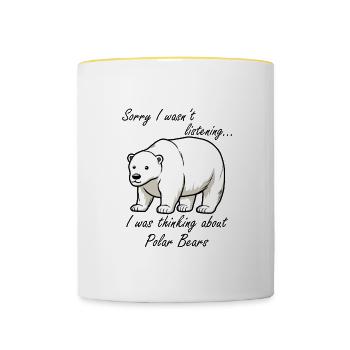 Nachdenken über Eisbären Wilderness Cute Bears - Tasse zweifarbig - Weiß/Gelb - Vorne