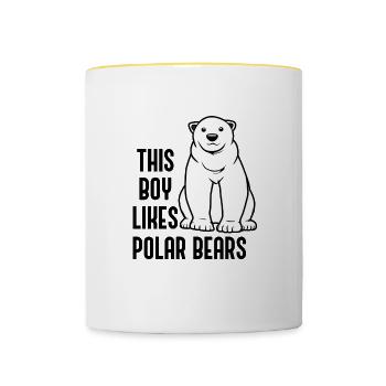 Junge mag Eisbären Wildlife Expedition Natur - Tasse zweifarbig - Weiß/Gelb - Vorne