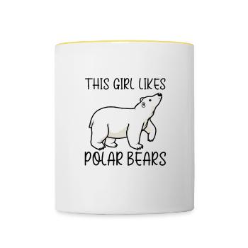 Mignons ours polaires, faune, nature et nature - Mug contrasté - blanc/jaune - Devant