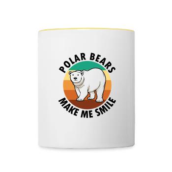 Polar Bears Make Me Smile Wildlife Animal Arctic - Contrasting Mug - white/yellow - Front
