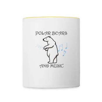 Eisbären und Musikmusiker Wilderness Animal - Tasse zweifarbig - Weiß/Gelb - Vorne