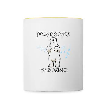 Nette Eisbären Musiknoten für Musiker - Tasse zweifarbig - Weiß/Gelb - Vorne