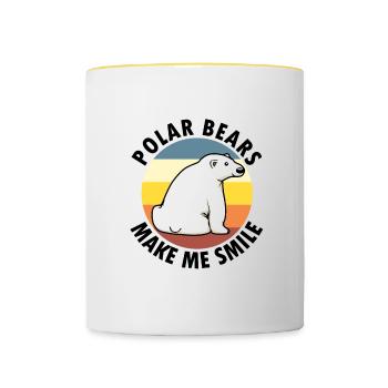 Polar Bears Cute Wildlife Animal Nature Arctic - Contrasting Mug - white/yellow - Front