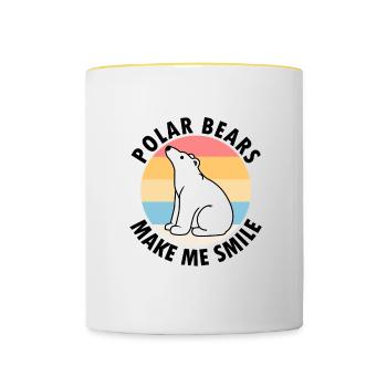 Polar Bears Smile Cute Wildlife Animal Arctic - Contrasting Mug - white/yellow - Front