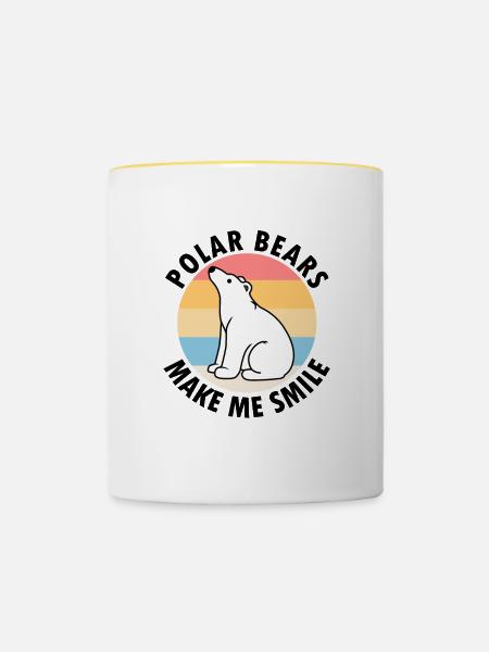 Eisbären lächeln niedliches Tier Arktis - Tasse zweifarbig - Weiß/Gelb