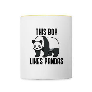 Un dicton ironique : Panda, nature sauvage - Mug contrasté - blanc/jaune - Devant