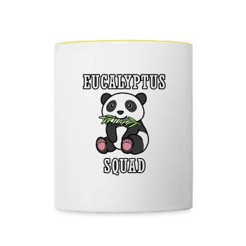 Eucalyptus Squad Ironischer Spruch Pandabären - Tasse zweifarbig - Weiß/Gelb - Vorne