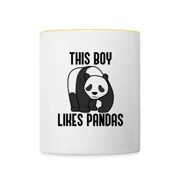 Lustiges Zitat „Pandabär“, australische - Tasse zweifarbig - Weiß/Gelb - Vorne