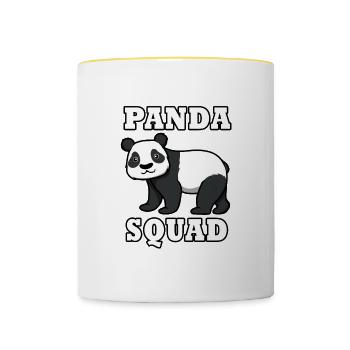 Panda Squad Cute Wildlife Bear Wildlife Nature - Contrasting Mug - white/yellow - Front