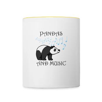 Panda Bears Musician Music Notes Eucalyptus - Contrasting Mug - white/yellow - Front