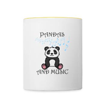 Pandas and Music Notes Clef Musician Funny Panda - Contrasting Mug - white/yellow - Front