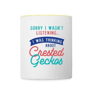 Ich denke an Crested Geckos Tropic Animal Lizard - Tasse zweifarbig - Weiß/Gelb - Vorne