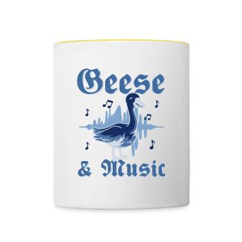 Geese and Music Notes Musician Nature Goose Bird - Contrasting Mug - white/yellow - Front