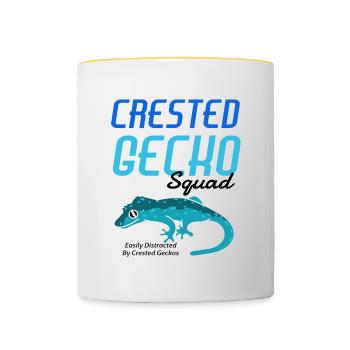 Crested Geckos Squad, dicton ironique, mignon - Mug contrasté - blanc/jaune - Devant