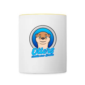 Otters Smile Cute Nature Sea Otters Wilderness - Contrasting Mug - white/yellow - Front