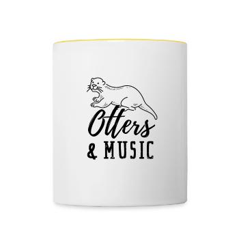 Musicien clé de musique, animaux de la forêt et - Mug contrasté - blanc/jaune - Devant