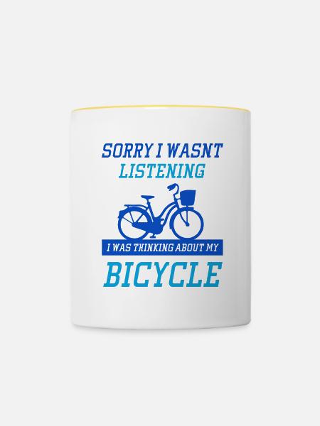 Radfahren Lustiges Sprichwort Nachhaltige - Tasse zweifarbig - Weiß/Gelb