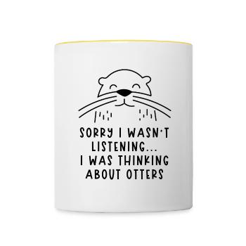Jolies loutres de mer, animaux sauvages, animaux - Mug contrasté - blanc/jaune - Devant