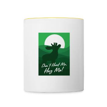 Hug Me Cute Moose Nature Wildlife Animal Forest - Contrasting Mug - white/yellow - Front