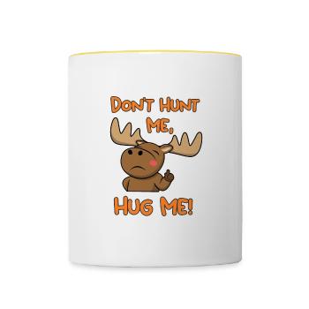 Hug Me Elk Nature Forest Animal Wildlife - Contrasting Mug - white/yellow - Front