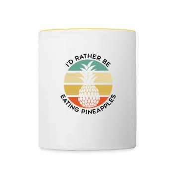 Exotic Fruits Pineapple Summer Fruit Holiday - Contrasting Mug - white/yellow - Front