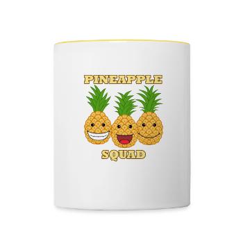 Pineapple Squad Exotische Früchte, vitamingesund - Tasse zweifarbig - Weiß/Gelb - Vorne