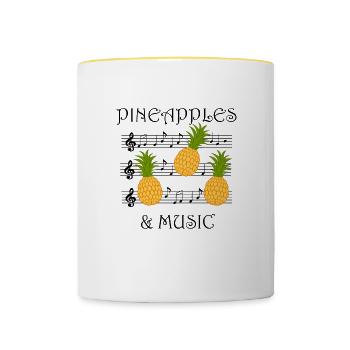 Pineapples and Music Musician Pineapple Fruits - Contrasting Mug - white/yellow - Front