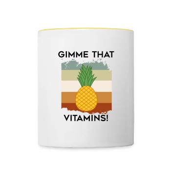 Gimme Vitamins Healthy Pineapple Exotic Fruits - Contrasting Mug - white/yellow - Front