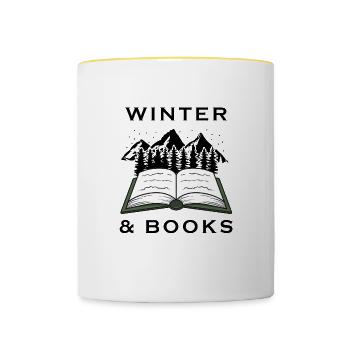 Cozy Winter Days Books Reading Literature Bookworm - Contrasting Mug - white/yellow - Front