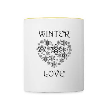Winter Love Cozy Winter Days Hot Chocolate Hiking - Contrasting Mug - white/yellow - Front